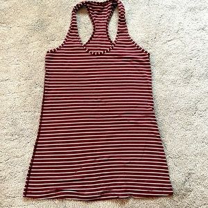 Lululemon cool racer back tank maroon and white stripe size 6